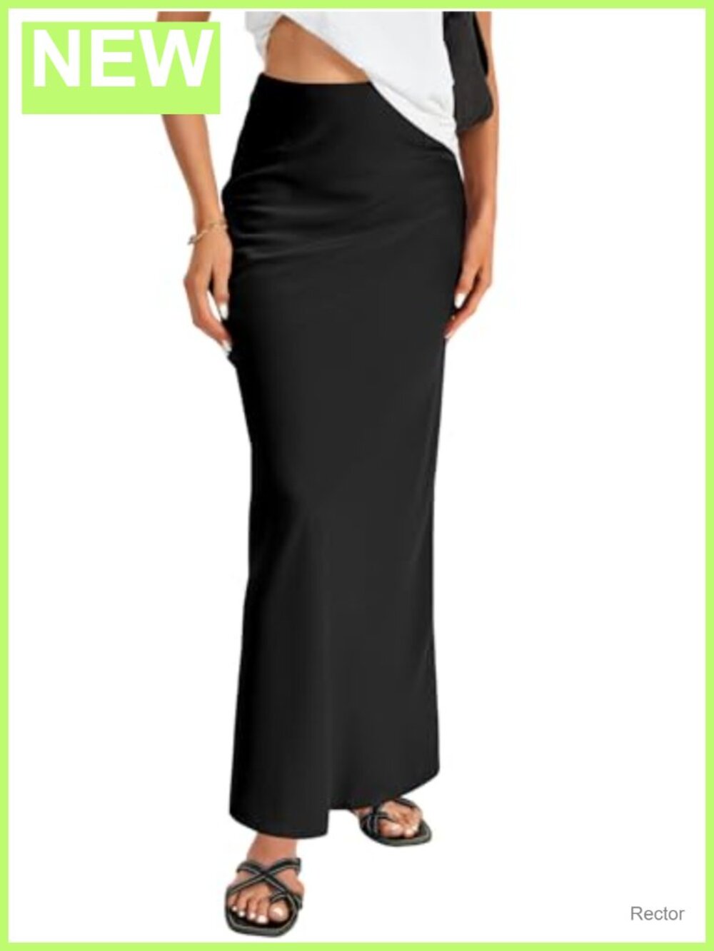 Satin Silky High Waist A-Line Maxi Skirt with Side Zipper